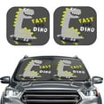 thumbnail image 2 of Honeii Cute Dinosaur Skate On Grey Background Print Foldable Car Sun Shade for Windshield, 2-Piece UV Protection Shade, Protects Car Interior, Ideal for Cars, Trucks, SUVs-Large, 2 of 6