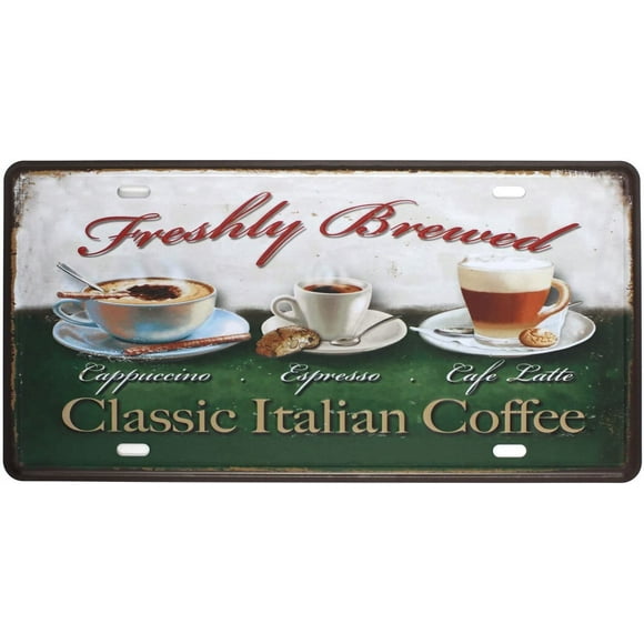 Classic Italian Coffee Cappuccino Espresso Cafe Latter, Metal Tin Sign, Vintage Art Poster Plaque Kitchen Cafe Home Wall Decor