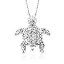 JewelersClub White Diamond Accent Sterling Silver Tortoise Pendant, 18"