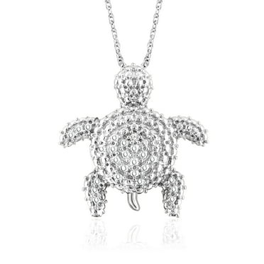 JewelersClub White Diamond Accent Sterling Silver Tortoise Pendant, 18"