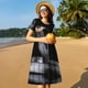 thumbnail image 4 of Balery Black Cobra Snake Vestidos sueltos de manga corta para mujer, vestidos de verano 2025, vestidos casuales de corte A con vuelo., 4 of 6