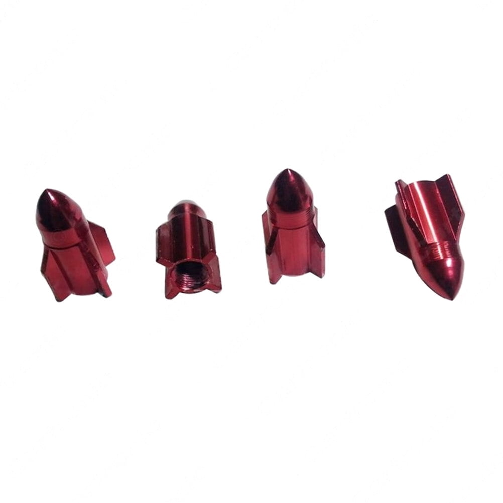 Car tire red 4pcs Missile Models Color Aluminum Caps Gas Leak Tire Caps