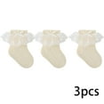 thumbnail image 2 of LYMAYTER 0-8Y 3 Pack Kids Girls Socks Toddler Solid Color Ruffle Socks Summer Mesh Bow Princess Socks, 2 of 7