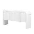 thumbnail image 6 of Striped Accent Cabinet with 4 Doors, Atumon Buffet Cabinet with Adjustable Shelves, Modern Accent Cabinet Furniture for Hallway Entryway Living Room, 63"L x 14.9"W x 31.8"H, White, 6 of 10