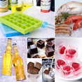 thumbnail image 5 of Ice Cube Tray, 3 Pack Silicone Ice Cube Molds, Ice Cube Trays, Silicone Ice Trays, Easier to Release, BPA Free for Alcohol/Coffee/Beverages (Blue, Green, Purple;), 5 of 9