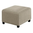 thumbnail image 2 of Square Ottoman Covers Slipcover Stretch Comfortable Jacquard Fabric with Elastic Bottom Form Fit Furniture Protector for Footrest Pouffe Foot Stool Storage, Removable Washable Spandex, 2 of 5