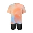 thumbnail image 3 of Penkiiy Women's Oversized Gradient Print V Neck T Shirts Half Sleeve Tops Casual Solid Summer Tees Y2K Tops 3XL Orange, 3 of 4