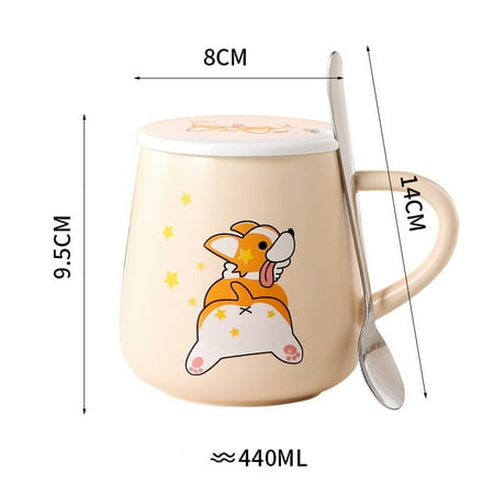 

Homeex Cartoon Cute Corgi Ceramic Mug Large Capacity Corgi CupDSection