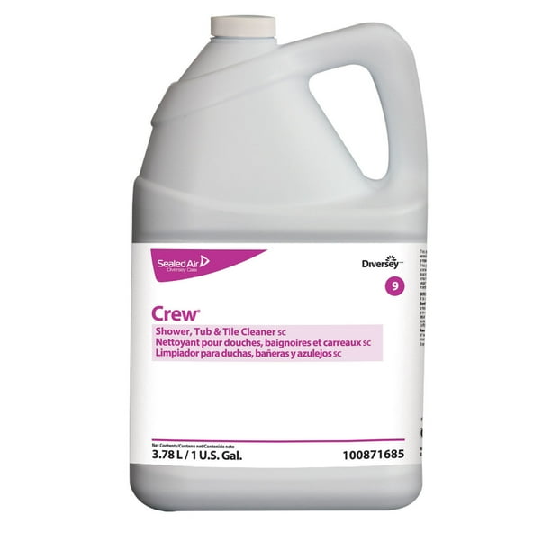 Crew Concentrated Shower/Tub/Tile Cleaner, Fresh Scent, 1 gal Bottle, 4