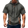 thumbnail image 2 of HAJWOH Hoodies for Men Zip Up Short Sleeve Lightweight Jacket Workout Gym Muscle Shirts with Pocket, 2 of 4