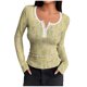 thumbnail image 1 of HongQid Women's Long Sleeve Shirts Casual Fall Henley Top Button Down Blouses Basic Ribbed Knit T Shirts, 1 of 6