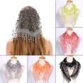 thumbnail image 2 of Lady Triangle Shawl Wrap Fashion Elegant Hollow Tassel Lace Floral ScarfDark Coffee, 2 of 5
