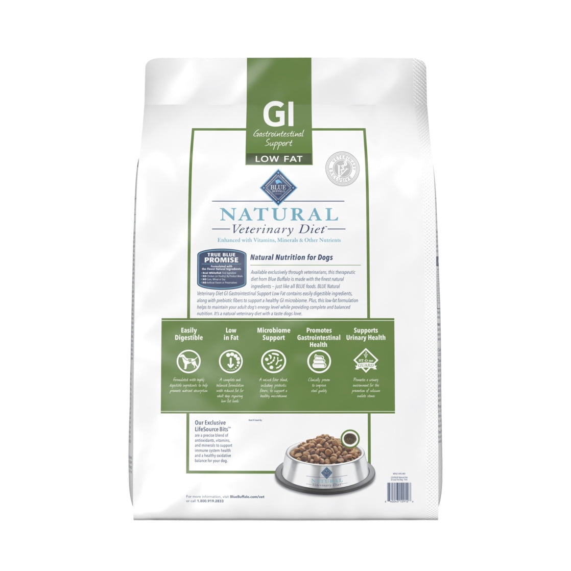 Blue Buffalo Natural Veterinary Diet GI Low Fat Gastrointestinal Support Dry Dog Food, Veterinarian's Prescription Required, Whitefish, 22 lb Bag