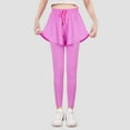 thumbnail image 3 of SILVERCELL 2 Packs Girls Athletic Leggings with Pocket, Little Girl Casual Drawstring Skater Sports Leggings Pantskirts with Flowy Shorts, 5-12 Years, 3 of 8