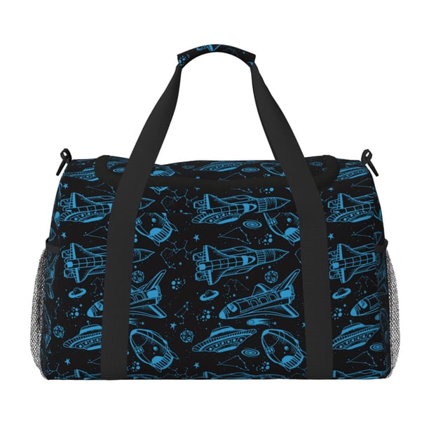 Fotbe Spacecraft Bolsa de Viaje con Estampado, Bolsa de Fin de Semana para Mujer con Compartimento para Zapatos, Bolsa de Gimnasio con Bolsillo Húmedo