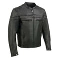 thumbnail image 1 of EVENT LEATHER Men's Black Sporty Scooter Crossover Motorcycle Riding Leather Jacket EL1408-2X-Large, 1 of 4
