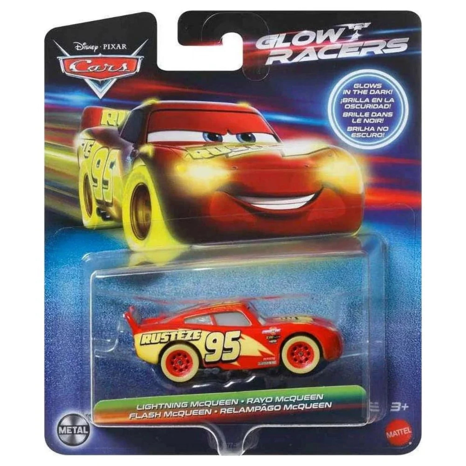 Glow Racers Lightning McQueen マテル Disney Pixar Cars Race Ready Toys - Glow Racers Lightning