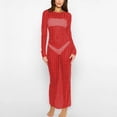 thumbnail image 1 of LOVZFMLL Robes Femmes Robe Perles Robes d'Été pour Femmes Robe Longue Maxi pour Femmes Robe de Plage Biker Robe de Couverture Robe Longue à Manches Longues en Maille Transparente, 1 of 3
