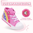 thumbnail image 6 of MODEBYME Kids Toddler Light Up Sneakers Girls High Top Flashing Walking Canvas Shoes, Pink, Size 1, 6 of 7