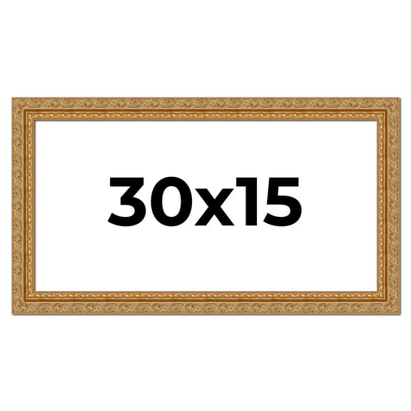 30x15 Frame Gold Ornate Solid Wood Picture Frame | 2 Inch Moulding Width | Firman Traditional Photo