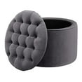 thumbnail image 1 of TOV Furniture Queen Ottomane de Rangement en Velours, Gris, 1 of 3