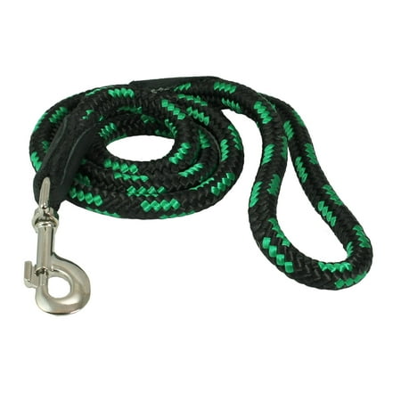 Dogs My Love 6ft Long Braided Rope Dog Leash Green with Black 6 Sizes (Large: 6ft Long; 1/2