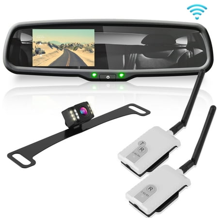 PYLE PLCM4590WIR - 2.4Ghz Rearview Mirror Monitor & Backup Camera System with Wireless Video Transmission, 4.3'' -inch Display Screen