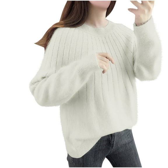 YABCSAZ Women's Oversized Sweaters Long Sleeve Fuzzy Chunky Warm Knit Pullover Sweater Crewneck Casual Loose Top Shirts Tunic Fall Sweaters for Women 2024 Christmas Gifts