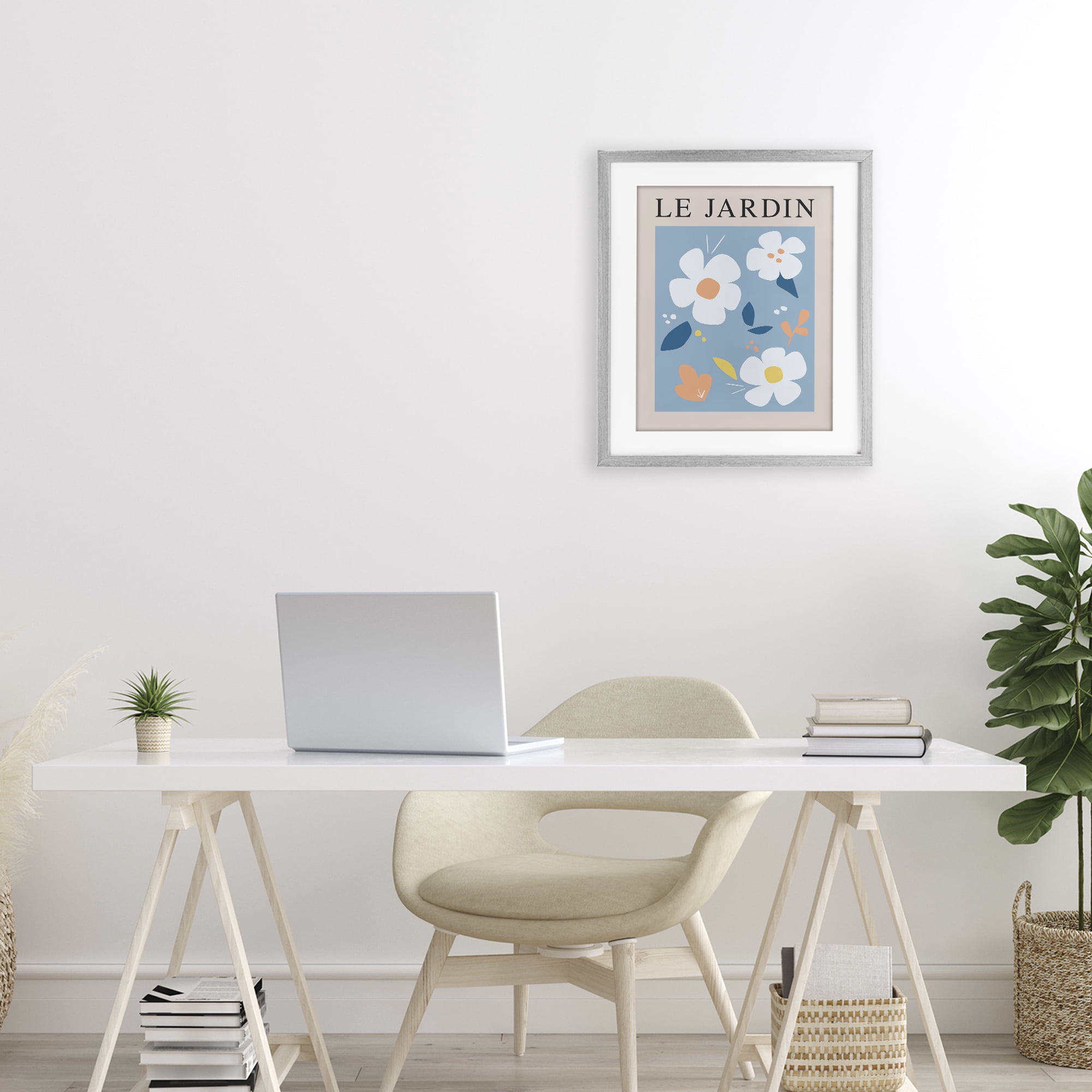 Stupell Industries Bouncing Floral Le Jardin Gray Framed Print Under Glass, design by Anna Quach