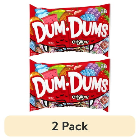 (2 pack) Dum Dums Original Mix Assorted Halloween Lollipops and Suckers, Hard Party Candy Bags, 200 Count