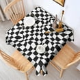thumbnail image 2 of Black and White Wavy Checkerboard Pattern Square Tablecloth,Waterproof Square Table Cover,Wipeable Spillproof Washable Table Cover for Home Kitchen Party Decor 60"x60"(152x152cm), 2 of 6