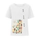 thumbnail image 4 of Mujeres Casual Algodón y Lino Top Impreso Manga Corta Botón Túnica Camiseta Blusa Tops Fridja  nalpqowj29319, 4 of 5