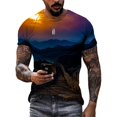 thumbnail image 1 of Mode Nouveau le Grand Paysage Mural T-Shirts Graphiques Été Hommes Décontracté style Chinois Imprimé 3D Col Rond Manches Courtes Hauts, 1 of 5
