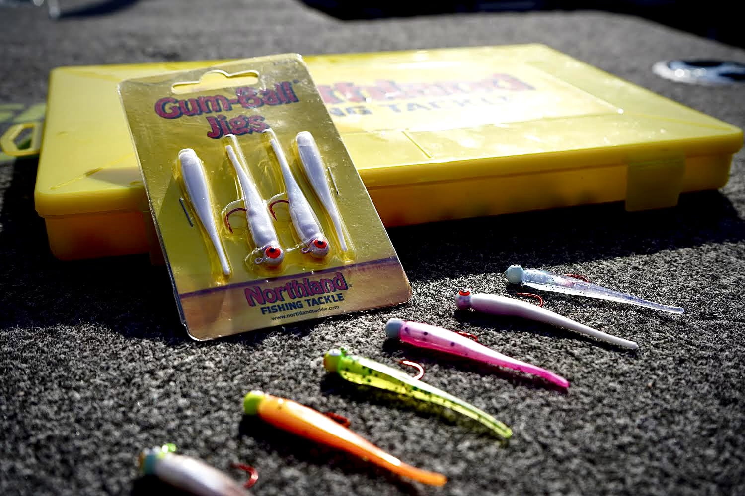 Northland Fishing Tackle Rigged Gumball Jig Minnow Soft Plastic Lure, Sunrise, 1/4 Oz 2/0 Hook, 4/Card