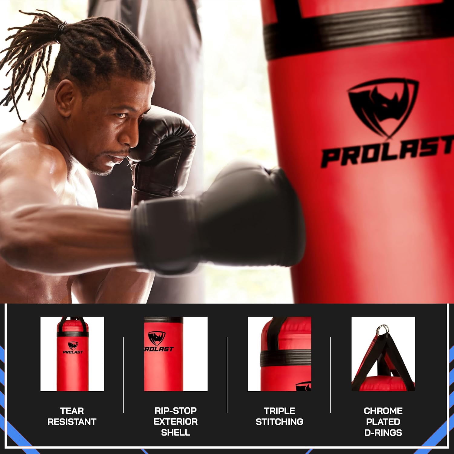PROLAST Heavy Punching Bag 6 ft UNFILLED -Great for Boxing, MMA, Muay Thai - Unfilled ( Red )