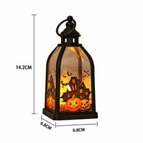 Halloween Hanging Black Lantern, Halloween Lantern with LED, Vintage Style Decorative Lantern for Halloween Decor, Wedding Decor, Home Camping Haunted House Bar Room Decor 5.6 Inch