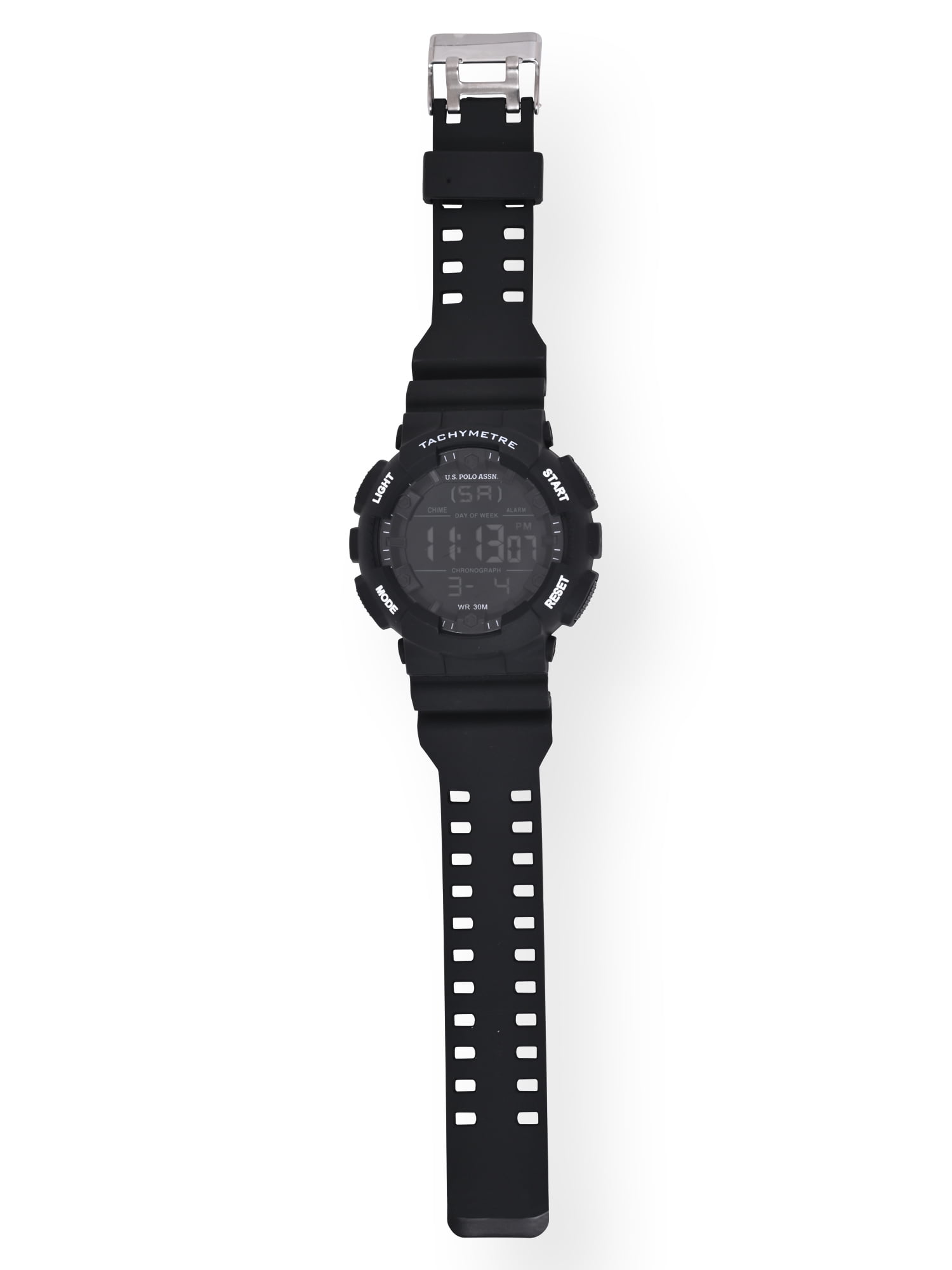 U.S. Polo Assn. Adult Male Black Digital Tachymeter Watch (USC90071WM)