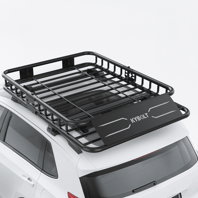 BeesClover Universal Roof Rack Basket, Steel Rooftop Cargo Carrier with Reflective Stickers