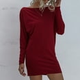 thumbnail image 4 of Lu's Chic Women's Tunic Dress Off the Shoulder Batwing Long Sleeve Slouchy Casual Night Out Wedding Party Short Mini Tshirt Dress Shift Dresses Oversized Pullover Burgundy Red Medium, 4 of 5