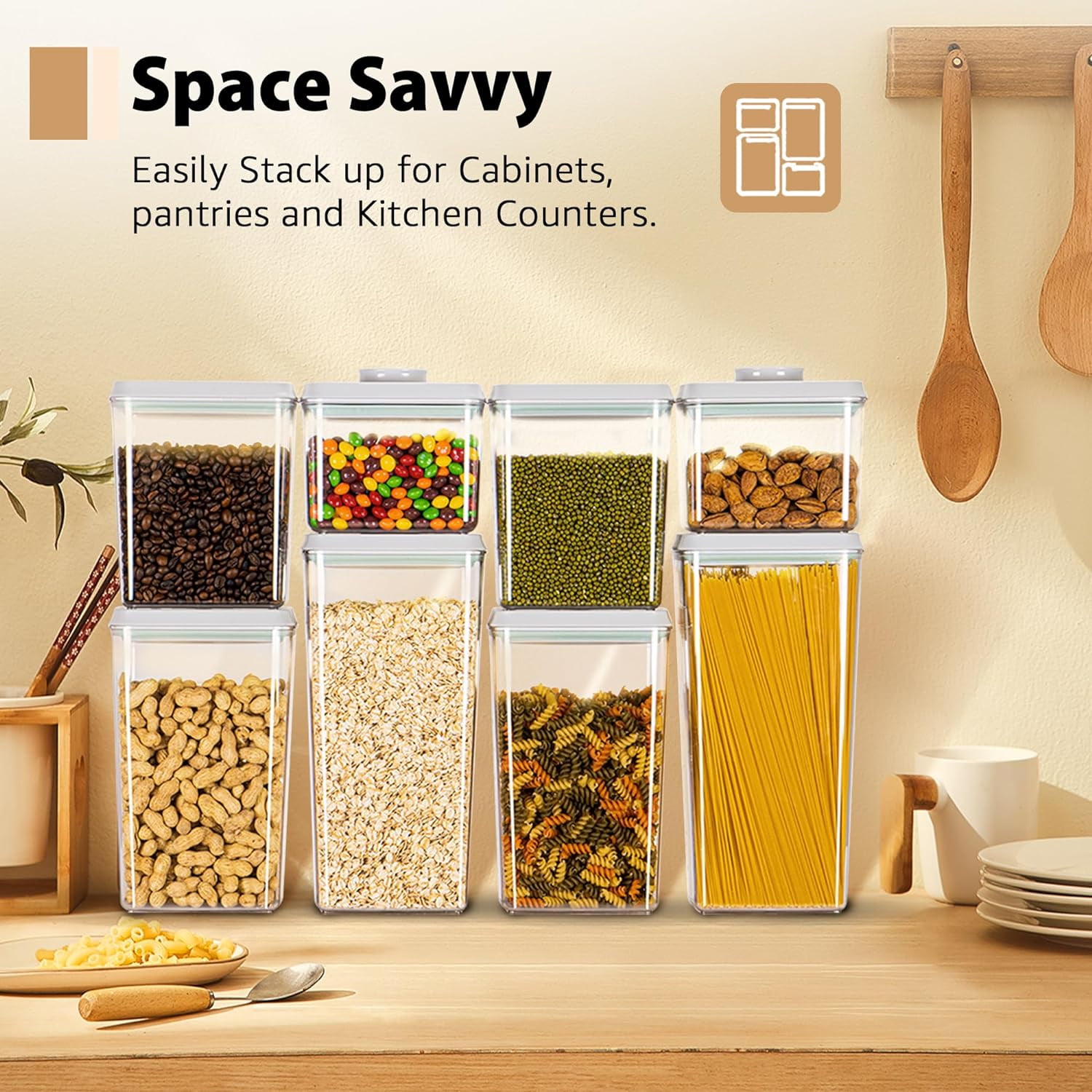 Uamector Pop Container Sets, 8-Piece Airtight Food Storage Containers
