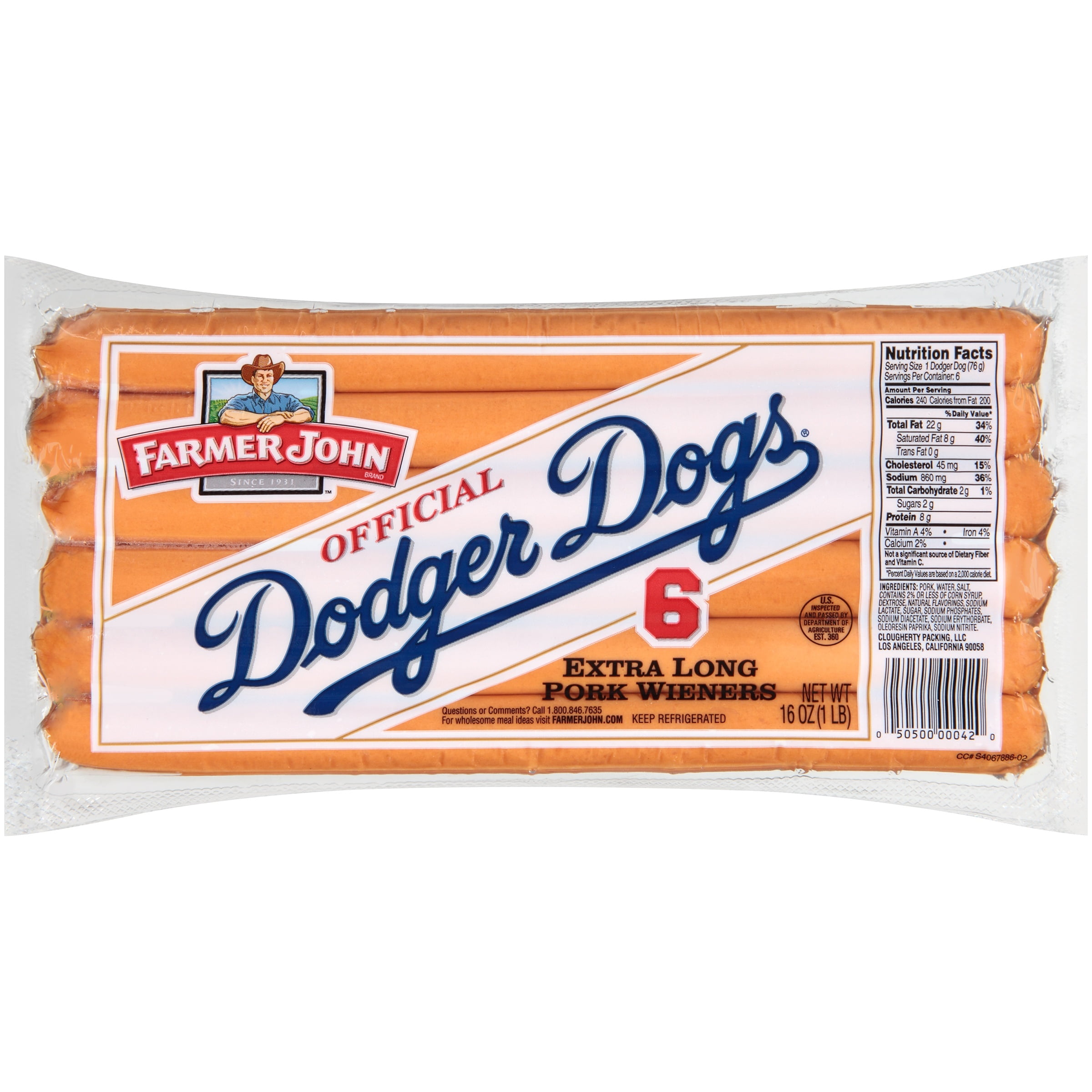 Farmer John Official Dodger Dogs Extra Long Pork Weiners 16 Oz Walmart Inventory Checker Brickseek
