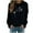 Black, variant on AOOCHASLIY Hoodies for Women Pullover Tops O-Neck Printed Sweatshirt Blouse Gegular Pollover