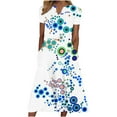 thumbnail image 2 of SMihono Robe d'Été Bohème pour Femmes Grande Taille Mode Décontractée d'Été avec Poches Manches Courtes Imprimée Col en V, 2 of 4