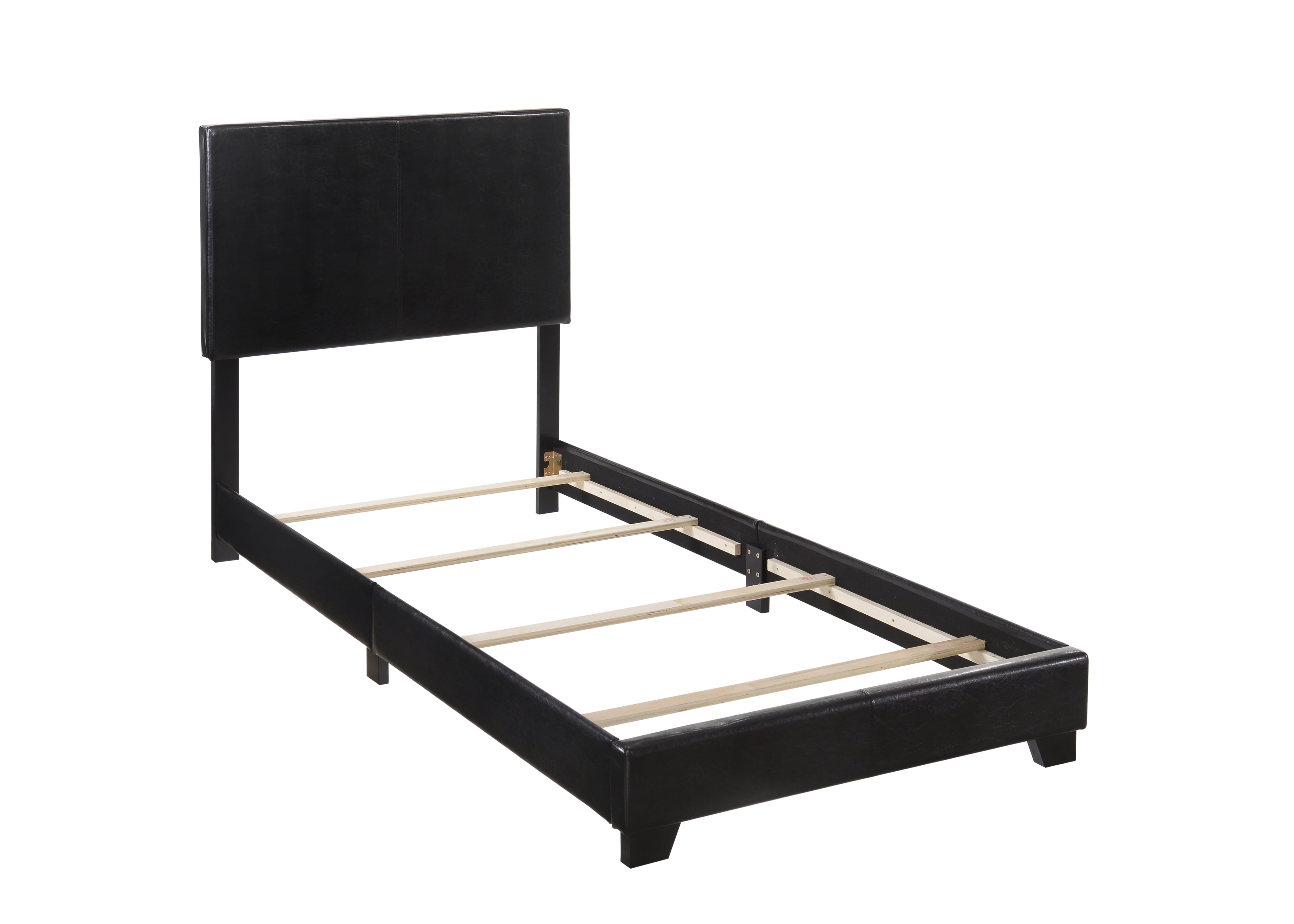 Crown Mark Erin Faux Leather Bed Black, Black Leather Twin Bed
