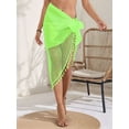 thumbnail image 4 of Boho Beach Cover Ups for Women Sarong Coverups Sheer Bikini Chiffon Wraps Skirts for Swimwear Bright Green One size, 4 of 8