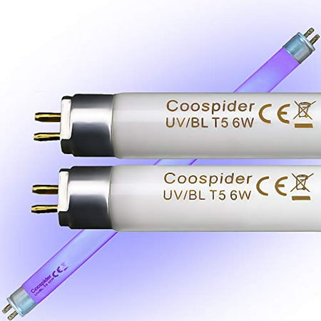 

6 Watt Replacement Bulbs F6T5/BL Fluorescent Black Light G5 Base 9 inch Full Length (2 Pack)