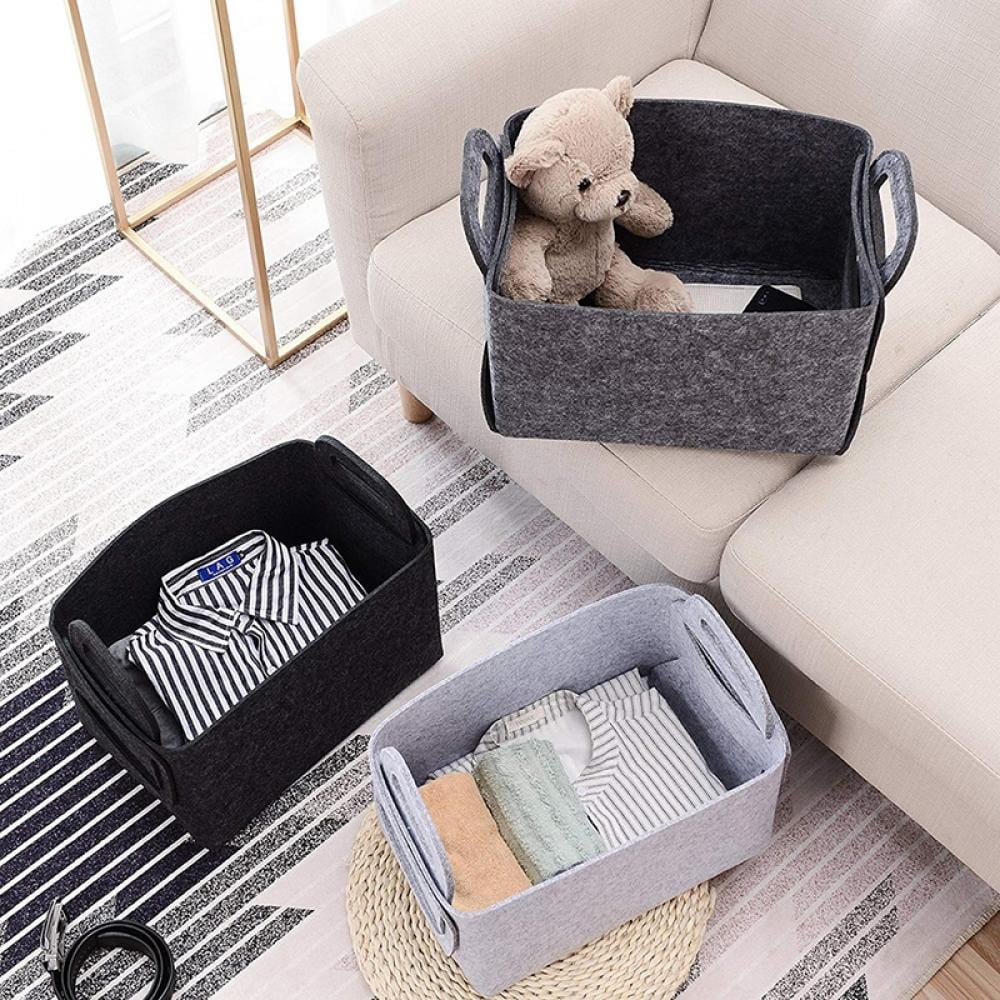 KWLET Small Basket Storage Baskets Bins Shelf Baskets Book Baskets Felt Storage Bin White Baskets for Organizing Toys Pet Toys Dippers Towels Toilet C