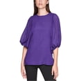 thumbnail image 1 of Calvin Klein Womens Textured Knit Blouse, purple, Plus Size, 0X, 1 of 1
