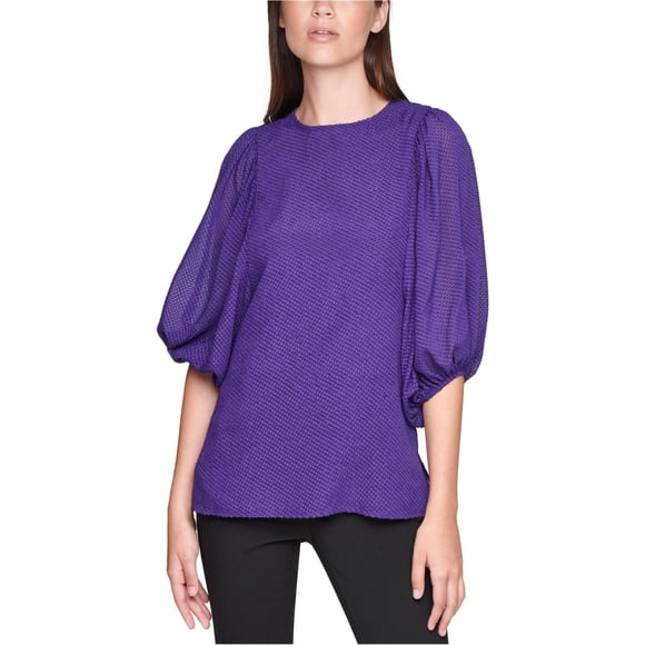 Calvin Klein Womens Textured Knit Blouse, purple, Plus Size, 0X