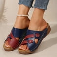 thumbnail image 7 of MLCDZ Wedge Shoes Womens Summer Dressy Orthopedic Sandals Colorblock Criss Straps Roman Platform Shoes Ladies Sandals 2025 Navy 41, 7 of 7